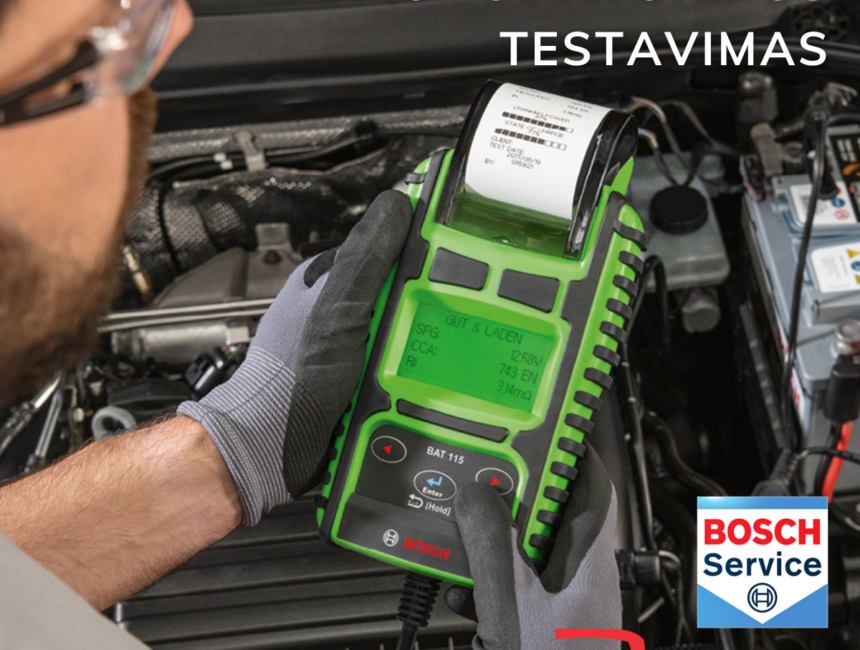 Automobilio akumuliatoriaus testavimas BOSCH testeriu – kodėl verta patikrinti laiku?