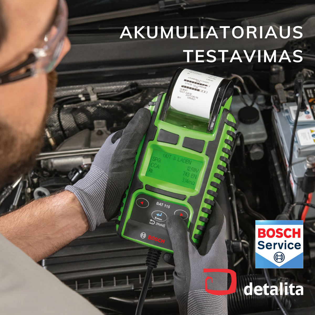 Automobilio akumuliatoriaus testavimas BOSCH testeriu – kodėl verta patikrinti laiku?